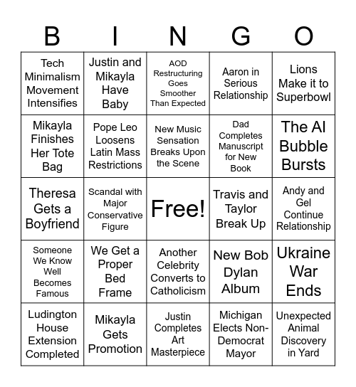 2026 Bingo Card