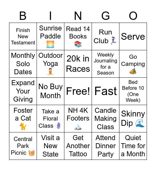 2026 💝 Bingo Card