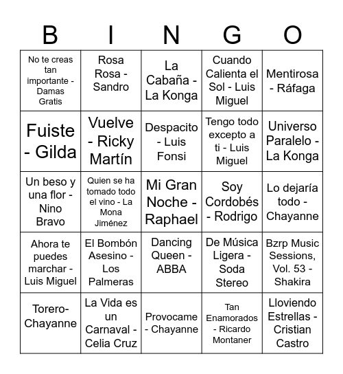 🎵 Bingo Musical - Lista Oficial Bingo Card
