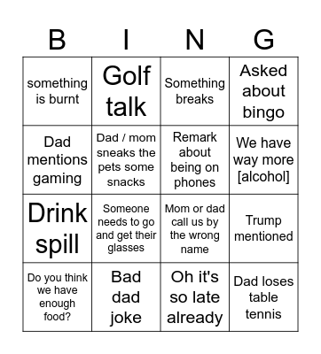 NYE Bingo Card