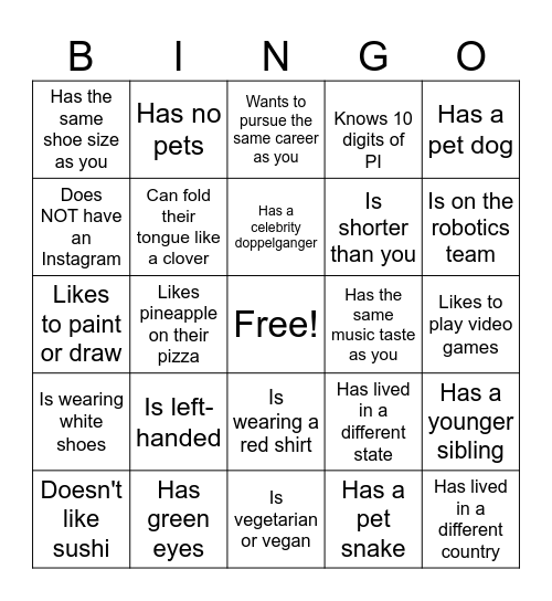 Class of 2026 Bingo Card