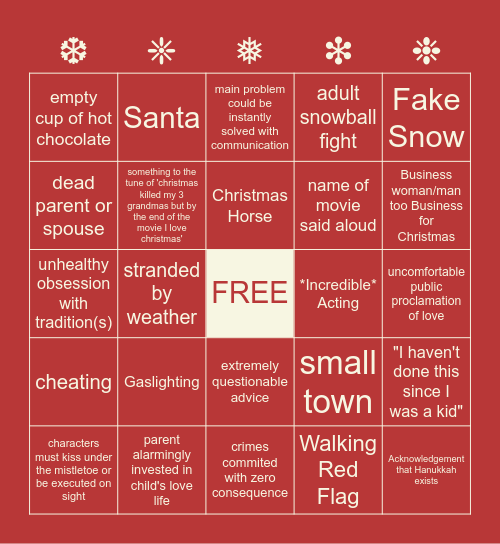 Christmas Hallmark Bingo Card