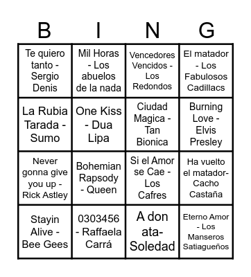 MUSIC! MUSIC! MUSIC! Bingo Card