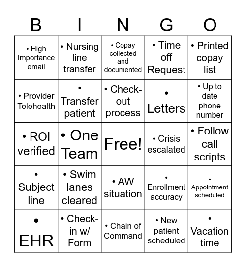 Untitled Bingo Card