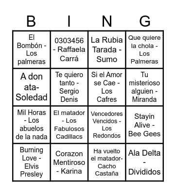 MUSIC! MUSIC! MUSIC! Bingo Card