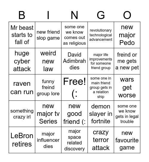 2026 bingo card MAXX (: Bingo Card