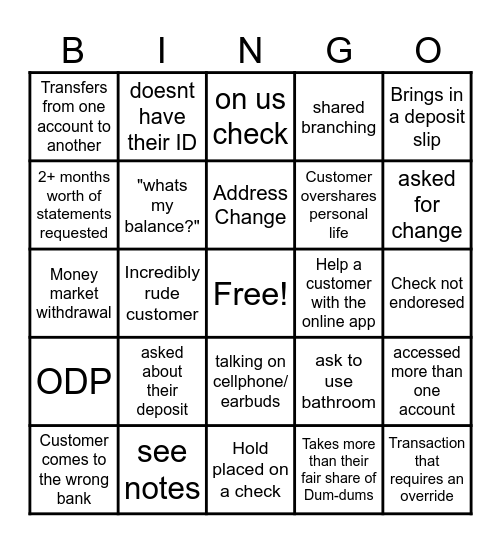Teller Bingo Card