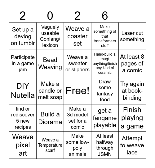 Resolution Bingo Card