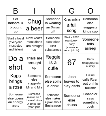 NYE BINGO Card