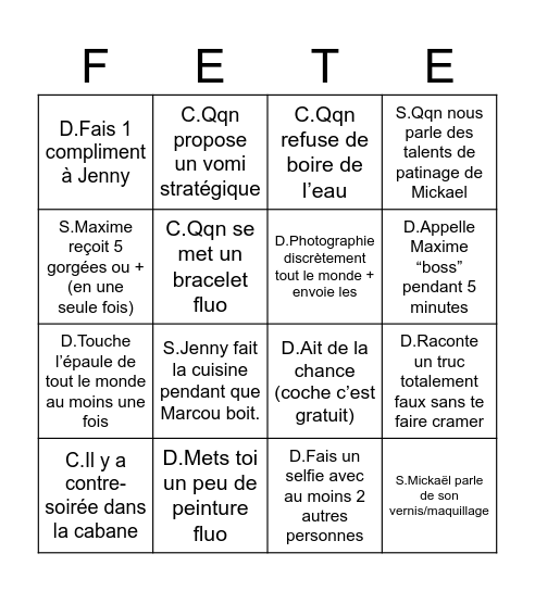Loétitia Bingo Card