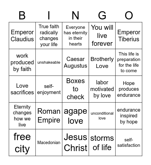 Pastor Bingo Card