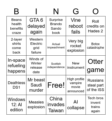 2026 bingo Card