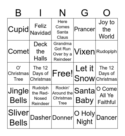 Christmas BINGO Game 1 Bingo Card