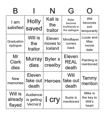 Finale Bingo Card