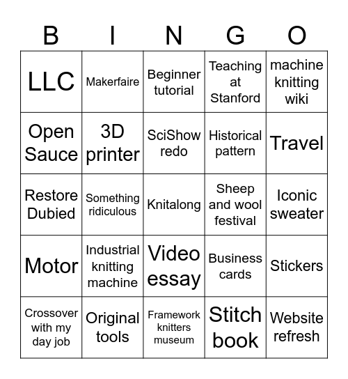 2026 Bingo Card