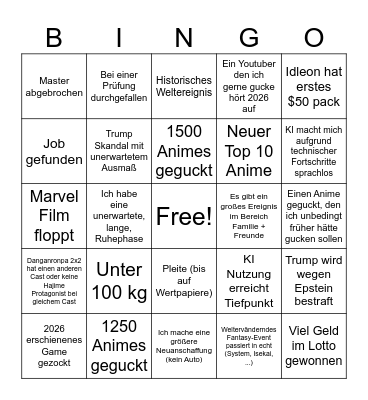 2026 Bingo Card