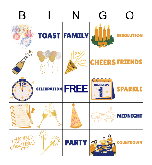 NEW YEARS BINGO Card