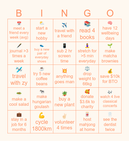 twenty twenty six Bingo Card