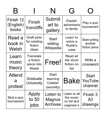 2026 Bingo Card