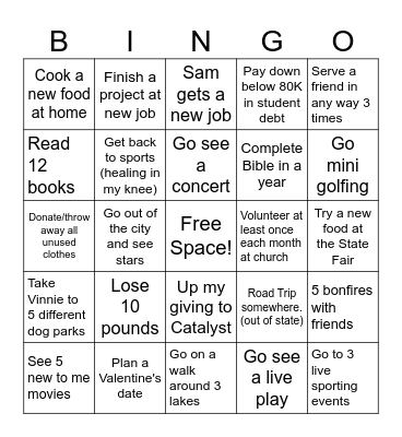 2026 Bingo Card