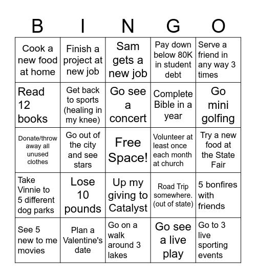 2026 Bingo Card