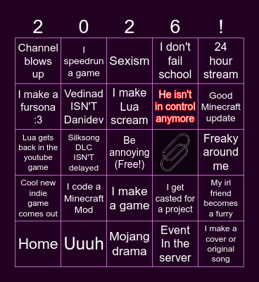 2026 Bingo Card
