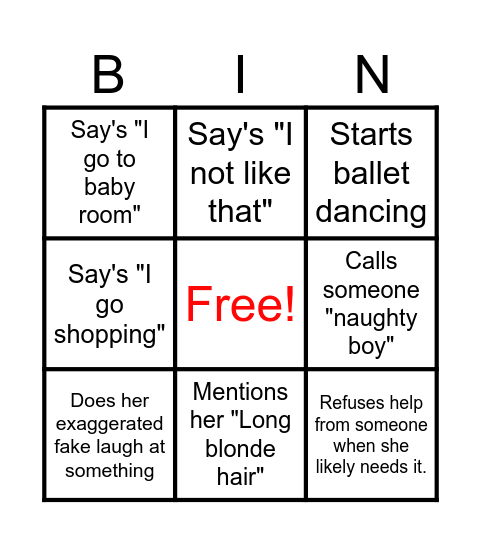 Nora BINGO Card