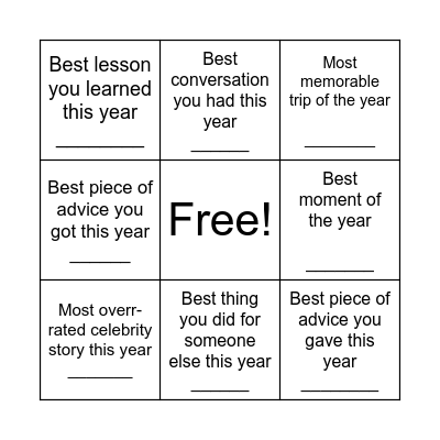 Conversational Bingo! Bingo Card