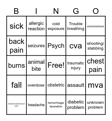 New Years EMS BINGO Card