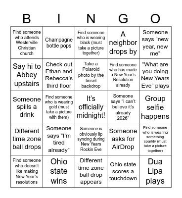NEW YEAR BINGO Card