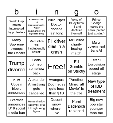 2026 Bingo Card