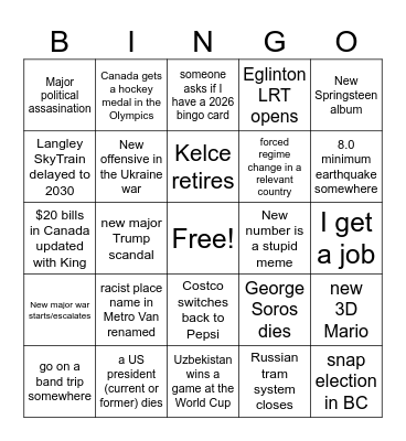 2026 Bingo Card