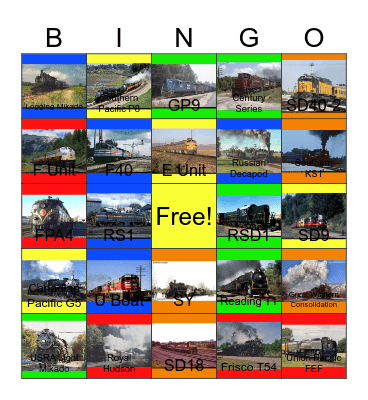 Heritage Lines in the U.S.A and Canada that I would like to design a passenger car after John would say "Wave Bye Bye to Putt Putt Enters the Race for life" one day Bingo Card