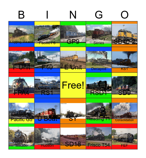 Heritage Lines in the U.S.A and Canada that I would like to design a passenger car after John would say "Wave Bye Bye to Putt Putt Enters the Race for life" one day Bingo Card