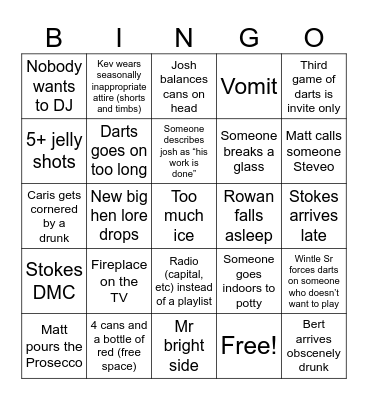 New Years Bingo Card