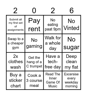 JANUARY Bingo Card