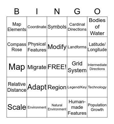 Geography Bingo!!! Bingo Card