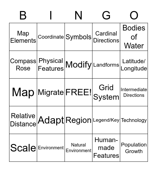 Geography Bingo!!! Bingo Card