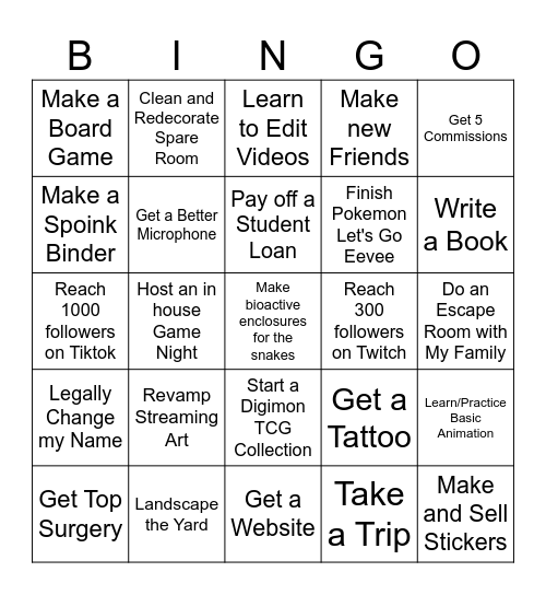 2026 Resolution Bingo Card