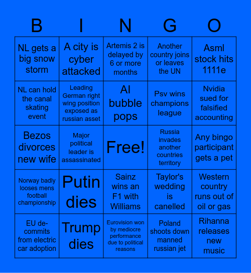 Fun David's 2026 bingo card Bingo Card