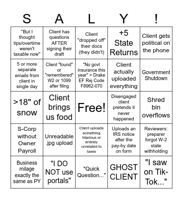 TAX SEASON BINGO Card