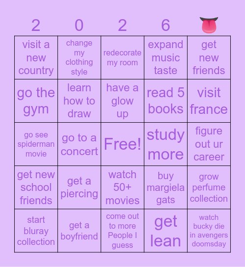 2026 Bingo Card