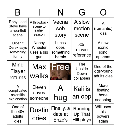 Stranger Things Finale Bingo Card