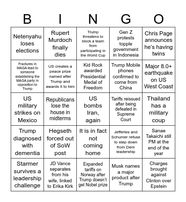 Brandon’s WTF26 Bingo Card