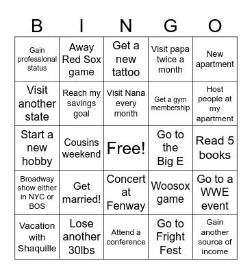 Jessica’s 2026 Bingo Card