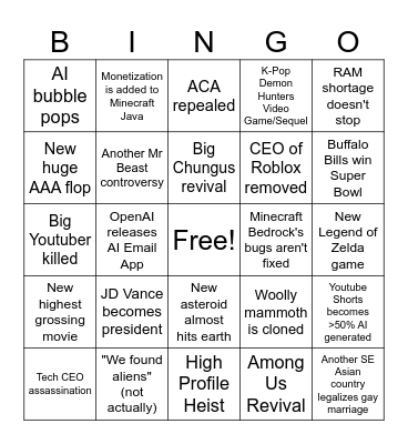 2026 Bingo Card
