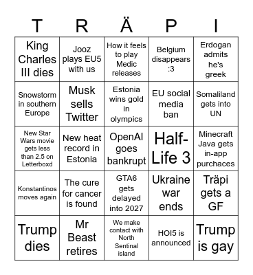 2026 Bingo Card