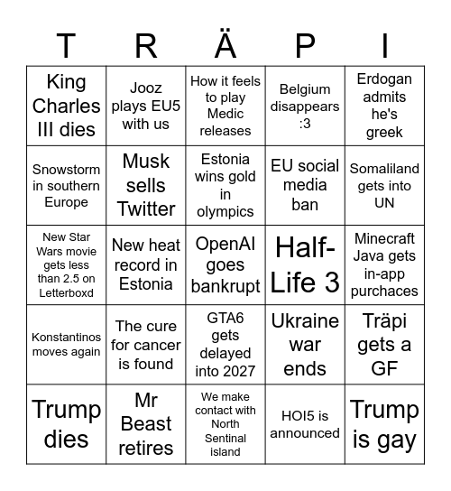 2026 Bingo Card