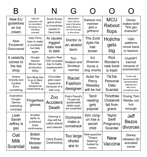 2026 Bingo Card