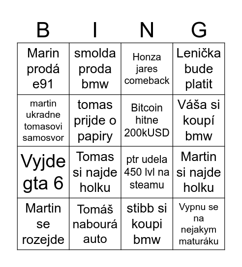Bingo 2026 Bingo Card
